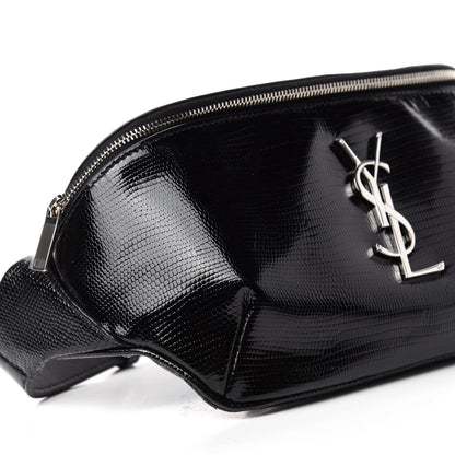 Saint Laurent Lizard Embossed Calfskin Belt Bag Black 6 of 10