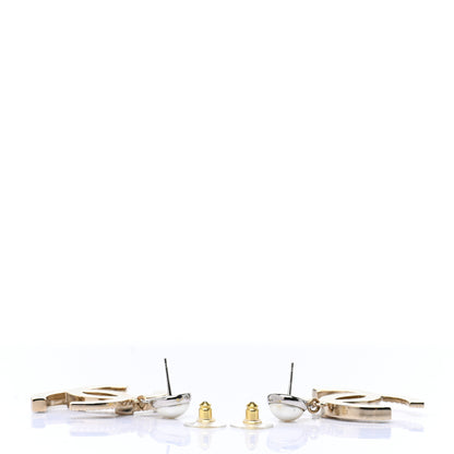 Chanel Crystal Pearl CC Drop Earrings Gold Silver 4 of 5