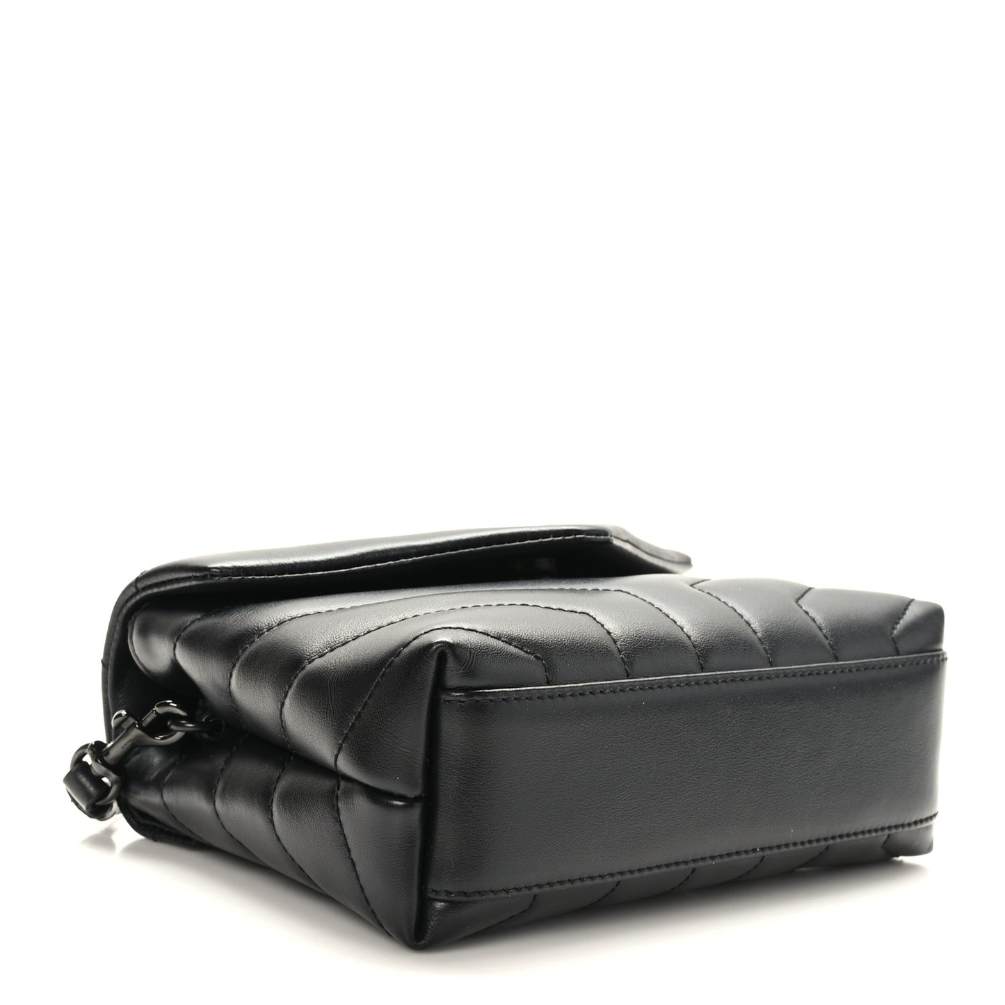 Calfskin Y Quilted Monogram Monochrome Toy Loulou Crossbody Bag Black