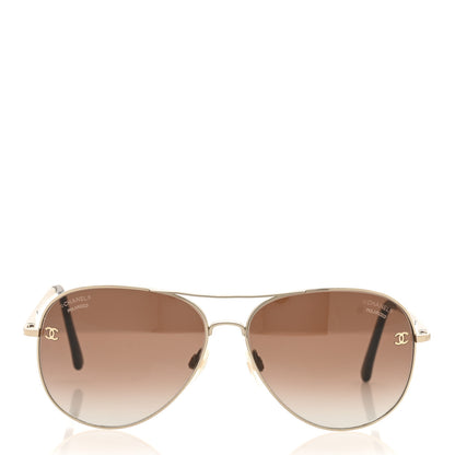 Chanel Aviator CC Sunglasses 4189-T-Q Gold 2 of 6