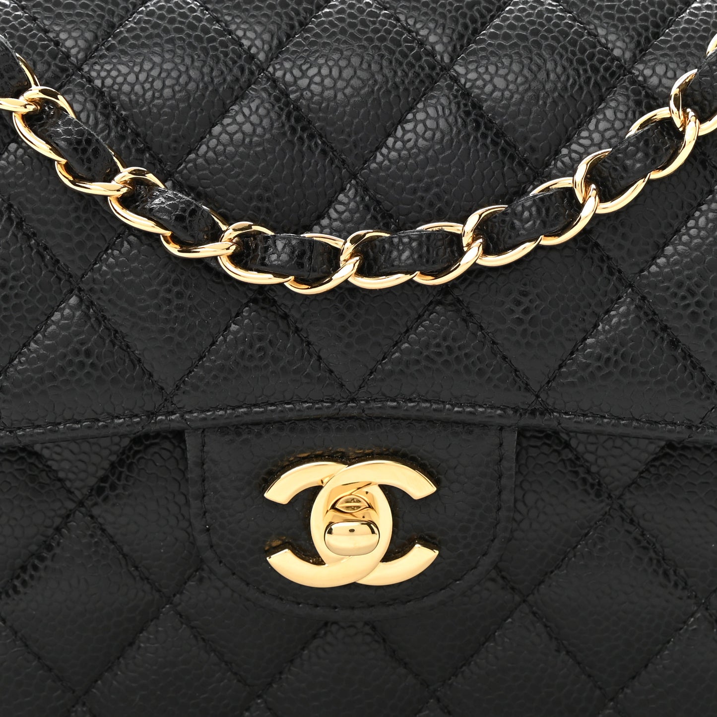 Caviar Quilted Small Double Flap Black