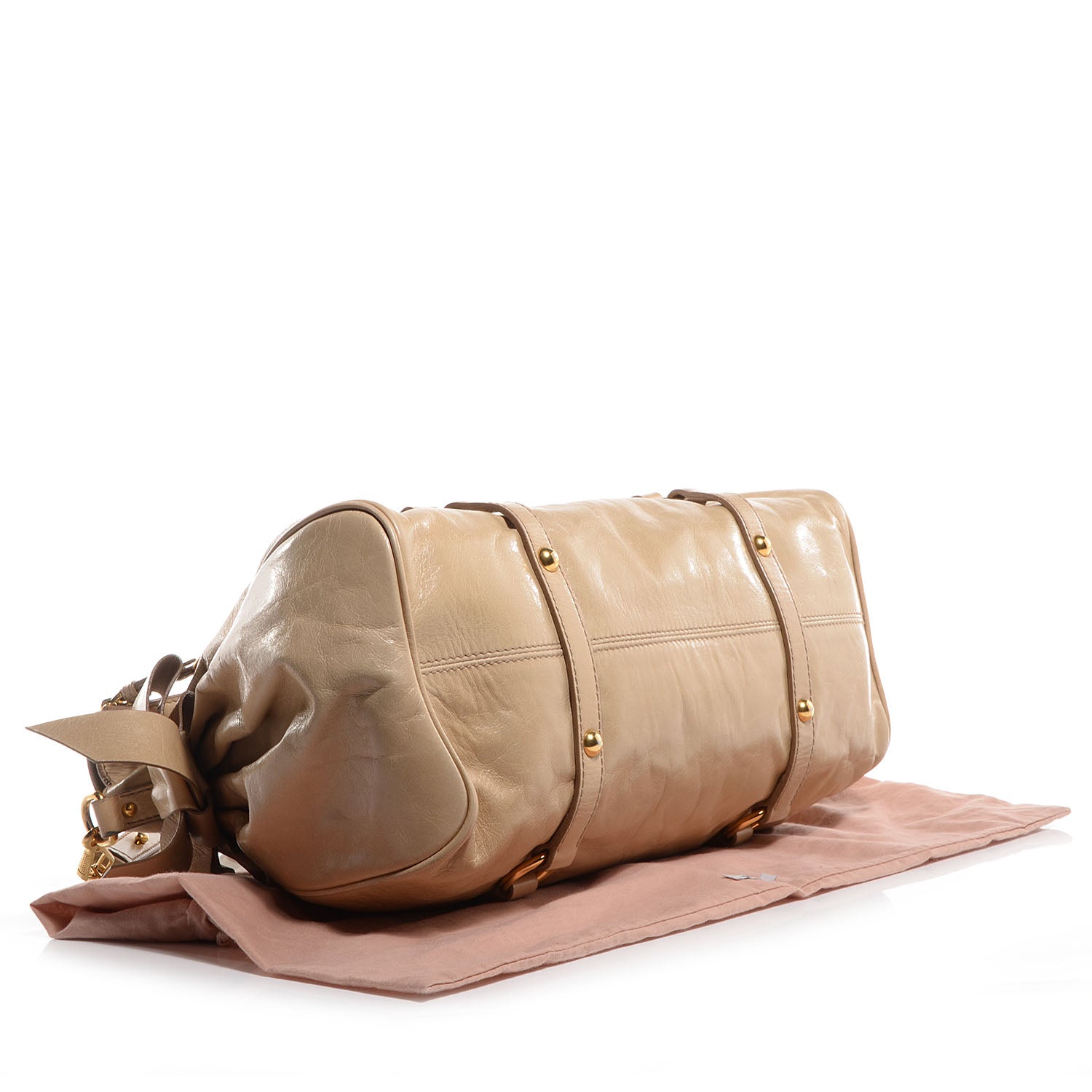 Miu Miu Leather Vitello Lux Bow Bag Quarzo 5 of 11