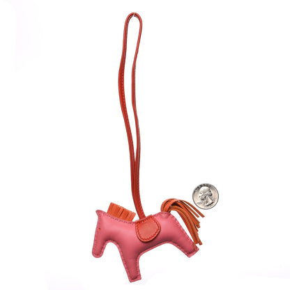 Hermes Milo Lambskin Grigri Rodeo Bag Charm PM Rose Azalee Orange Poppy Rouge Indien 2 of 5