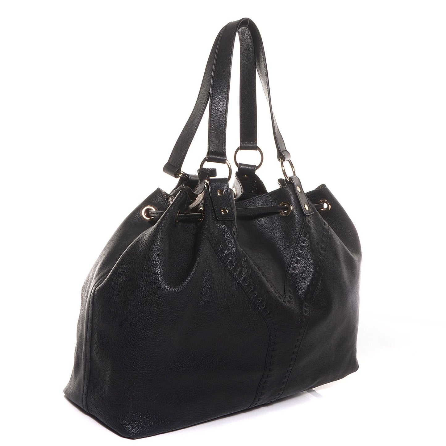 Leather Reversible Double Sac Y Tote Black Bronze