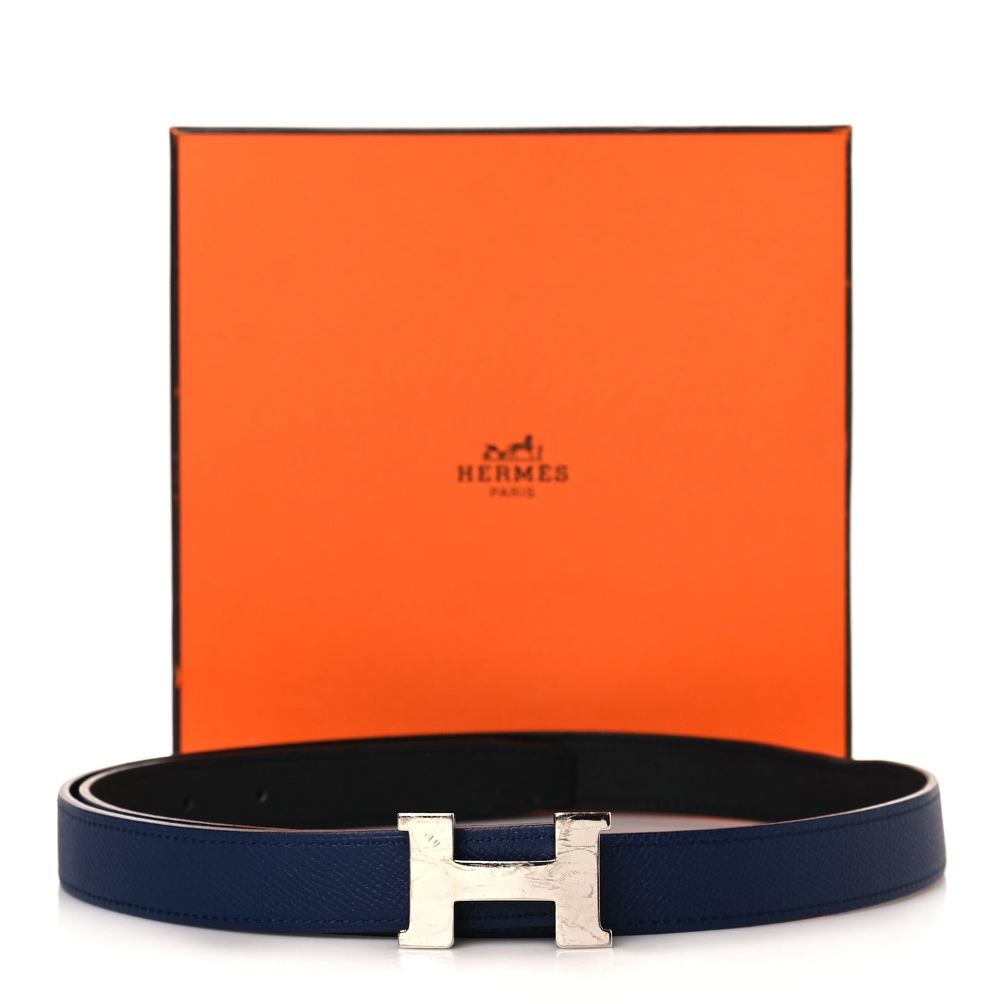 Swift Epsom 24mm Mini Constance H Belt 90 Black Bleu Saphir