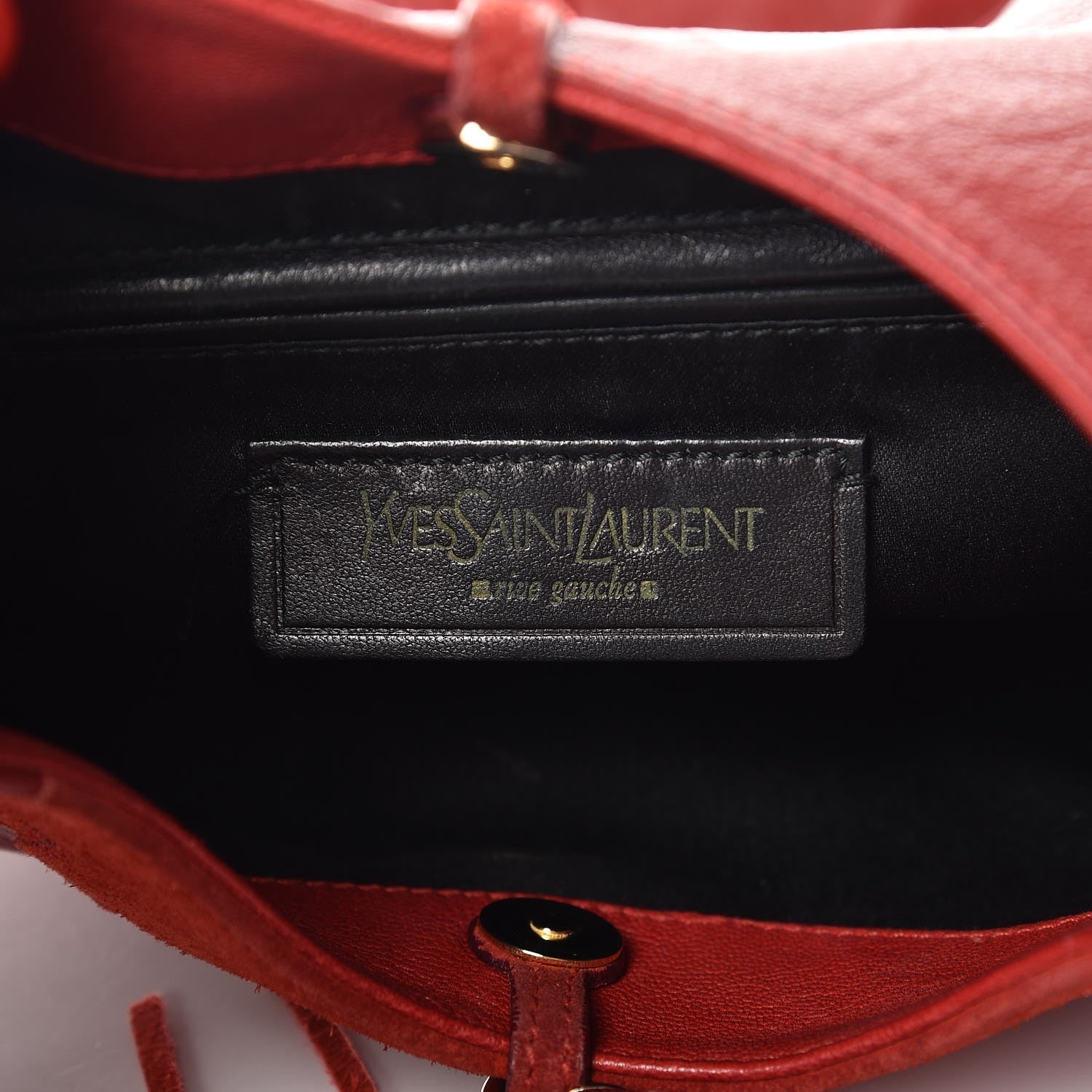 Saint Laurent Goatskin Suede Rive Gauche Tassel Hobo Red 6 of 10