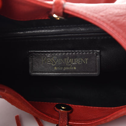 Saint Laurent Goatskin Suede Rive Gauche Tassel Hobo Red 6 of 10