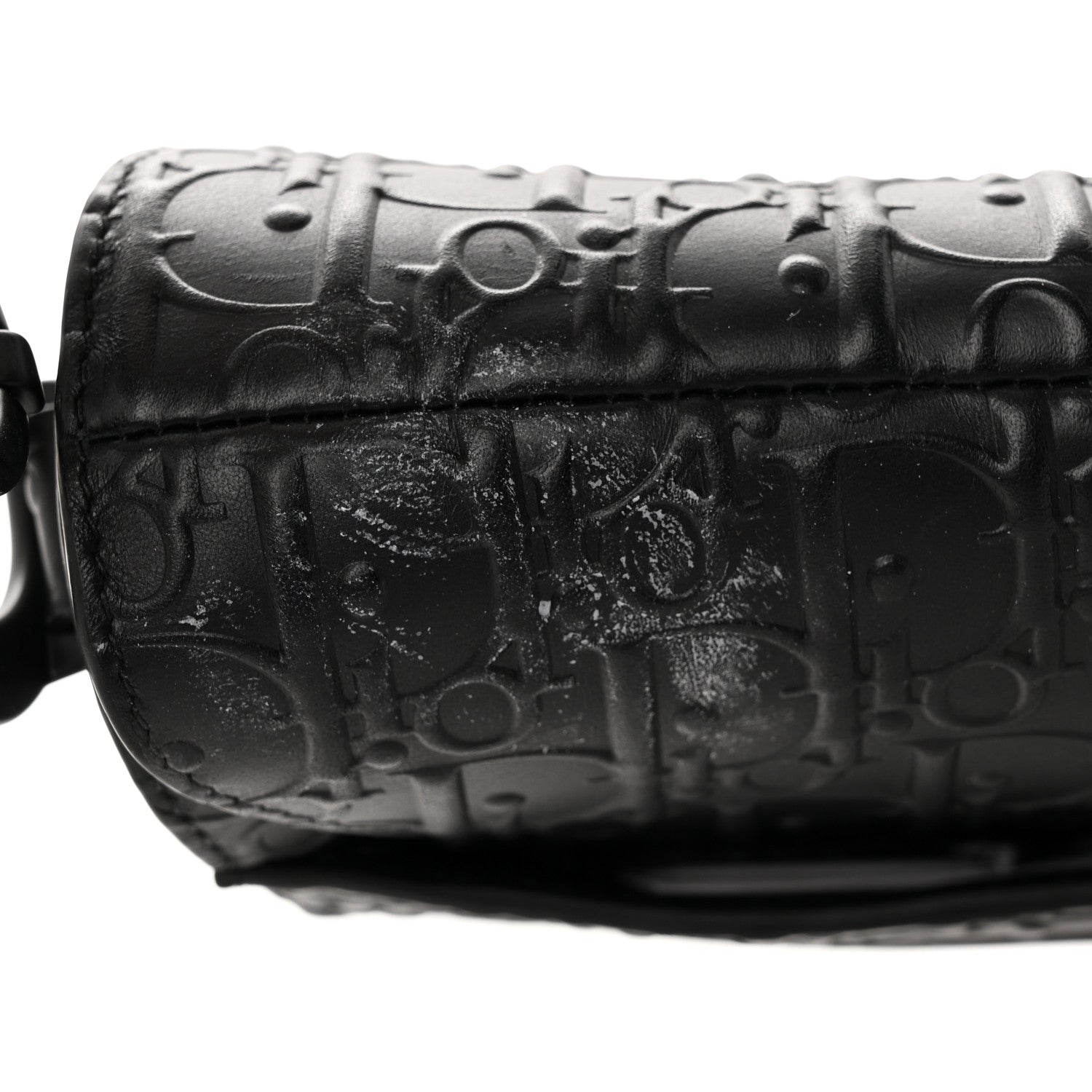 Christian Dior Calfskin Embossed Oblique Saddle Bag Black 14 of 16