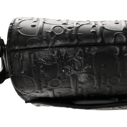 Christian Dior Calfskin Embossed Oblique Saddle Bag Black 14 of 16