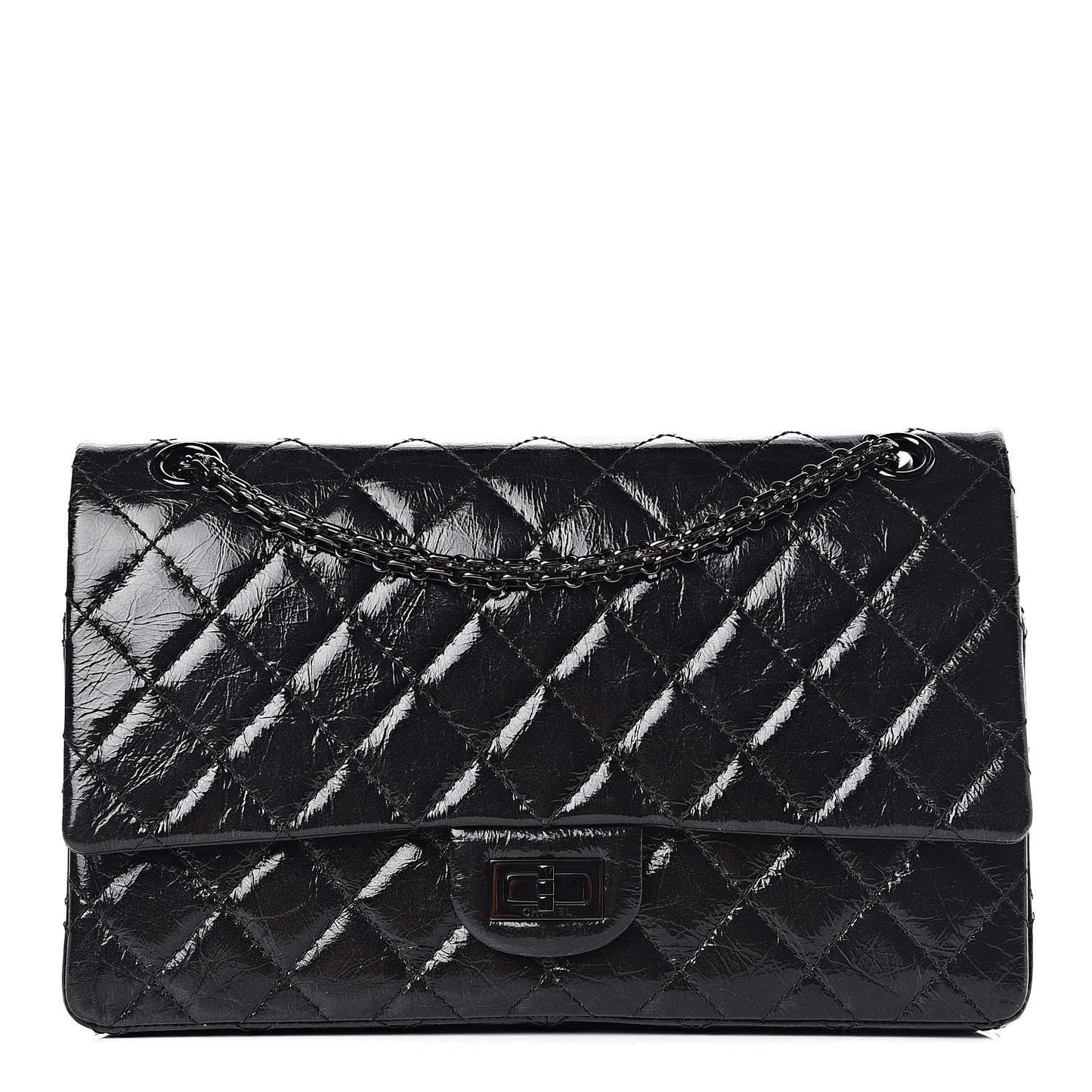 Glazed Calfskin Quilted 2.55 Reissue 226 Flap So Black