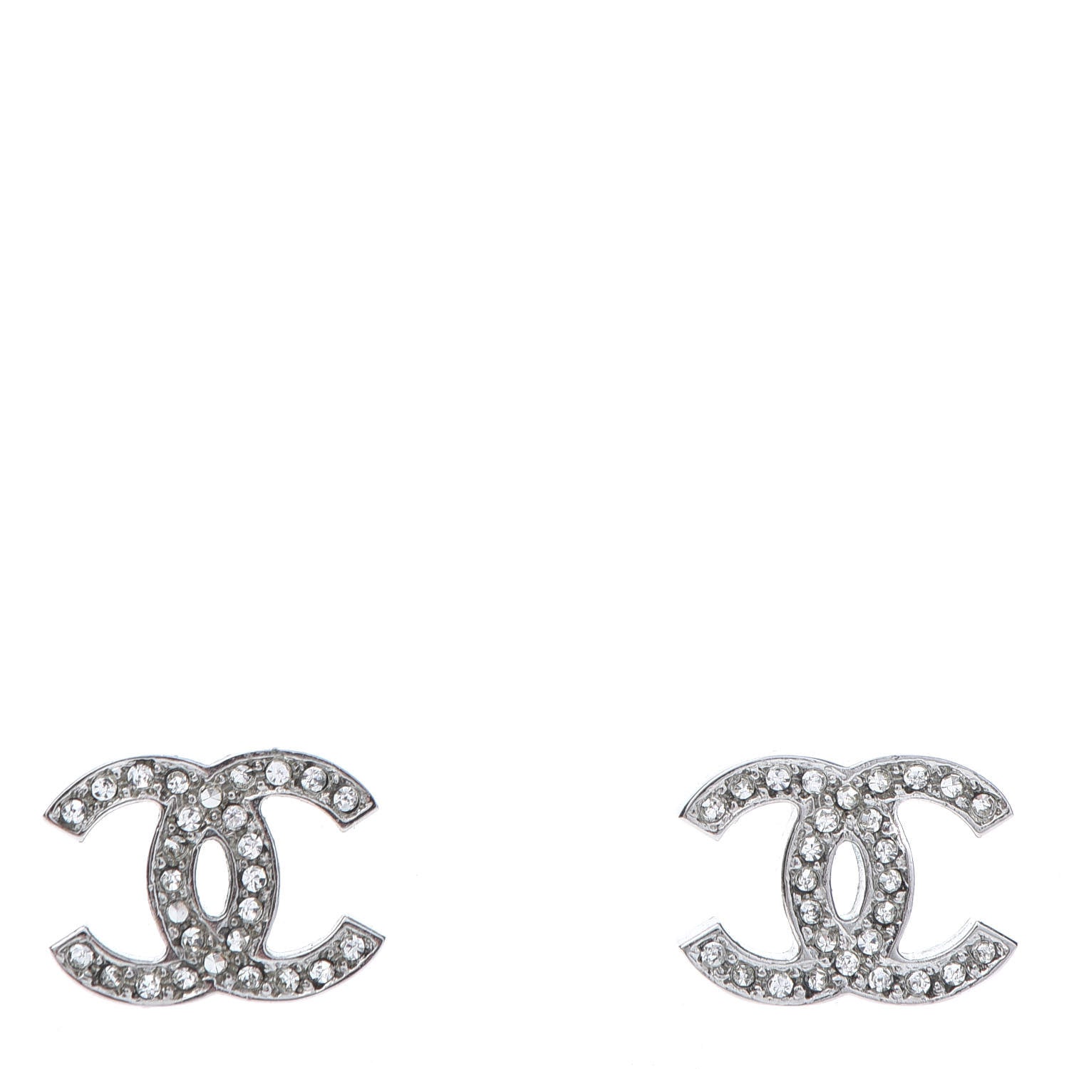 Chanel Crystal CC Earrings Silver 1 of 4
