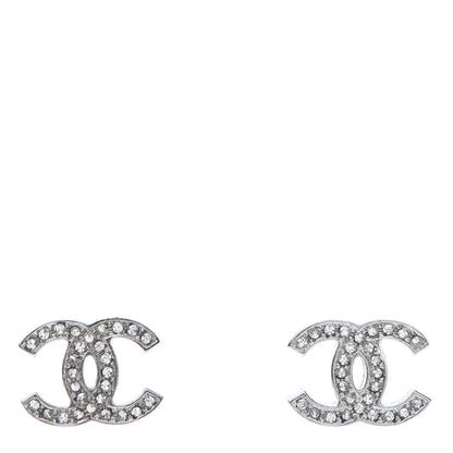 Chanel Crystal CC Earrings Silver 1 of 4