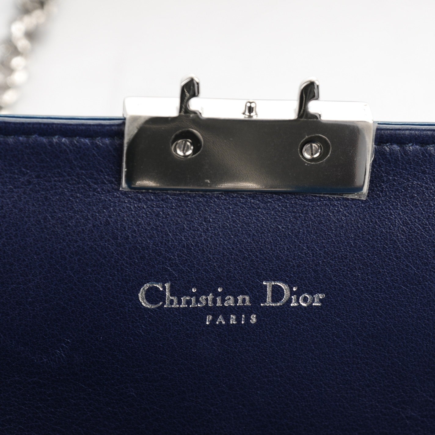Metallic Box Patent Calfskin Miss Dior Promenade Pouch Royal Blue