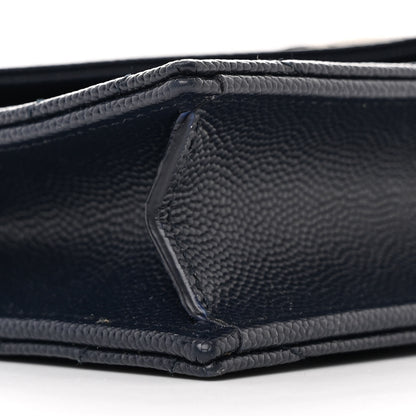 Saint Laurent Grain De Poudre Matelasse Chevron Monogram Envelope Chain Wallet Navy 9 of 12