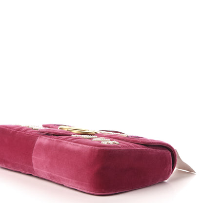 Gucci Velvet Matelasse Blind for Love Embroidered Medium GG Marmont Shoulder Bag Light Raspberry Rose Multicolor 10 of 11