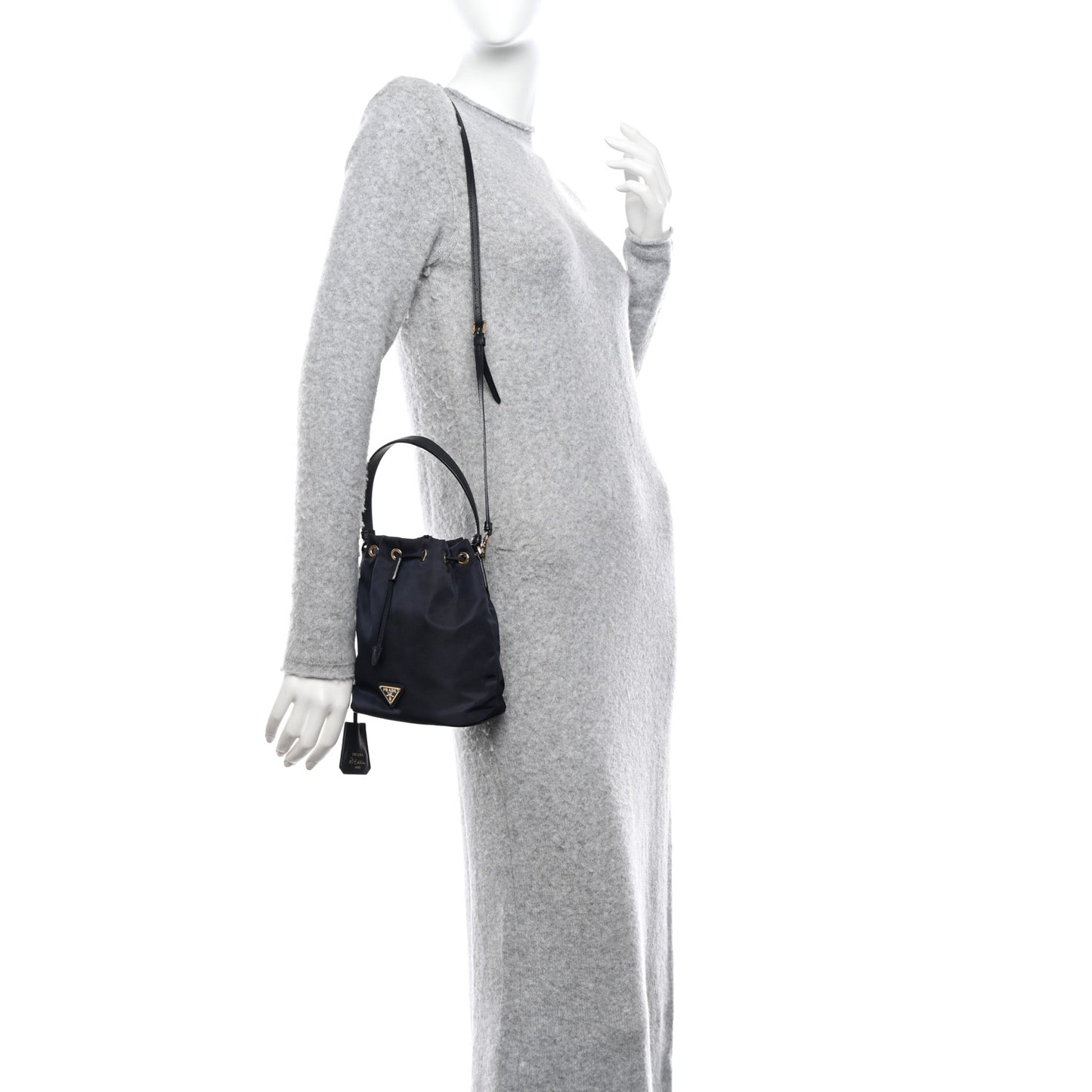 Re-Nylon Saffiano Mini Re-Edition 1978 Bucket Bag Navy