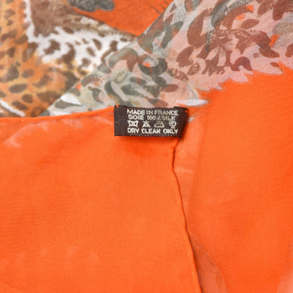 Hermes Silk Mousseline Equateur Shawl 140 Orange Vert De Gris Caramel 3 of 8