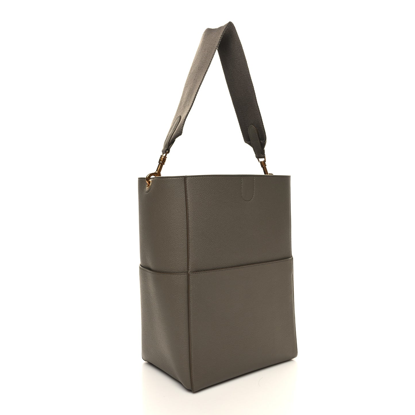 Soft Grained Calfskin Sangle Bucket Bag Taupe