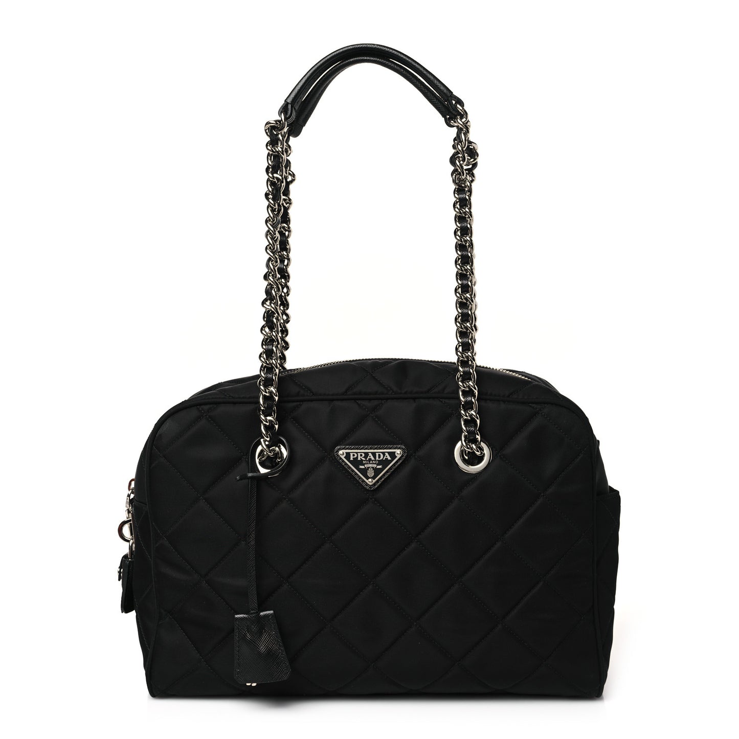 Nylon Tessuto Impuntu Quilted Shoulder Bag Black