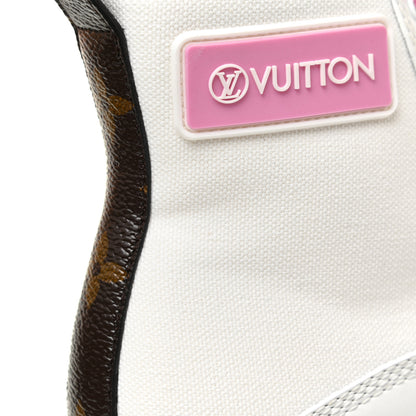 Louis Vuitton Canvas Monogram LV Squad Sneaker Boots 38 White Pink 9 of 13