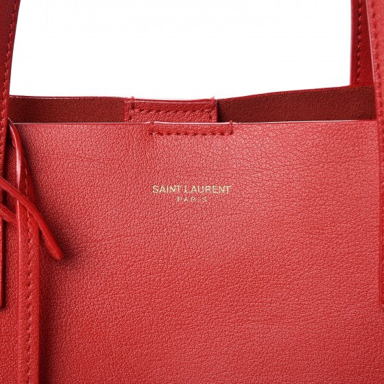 Saint Laurent Calfskin Large Shopping Tote Red 7 of 10