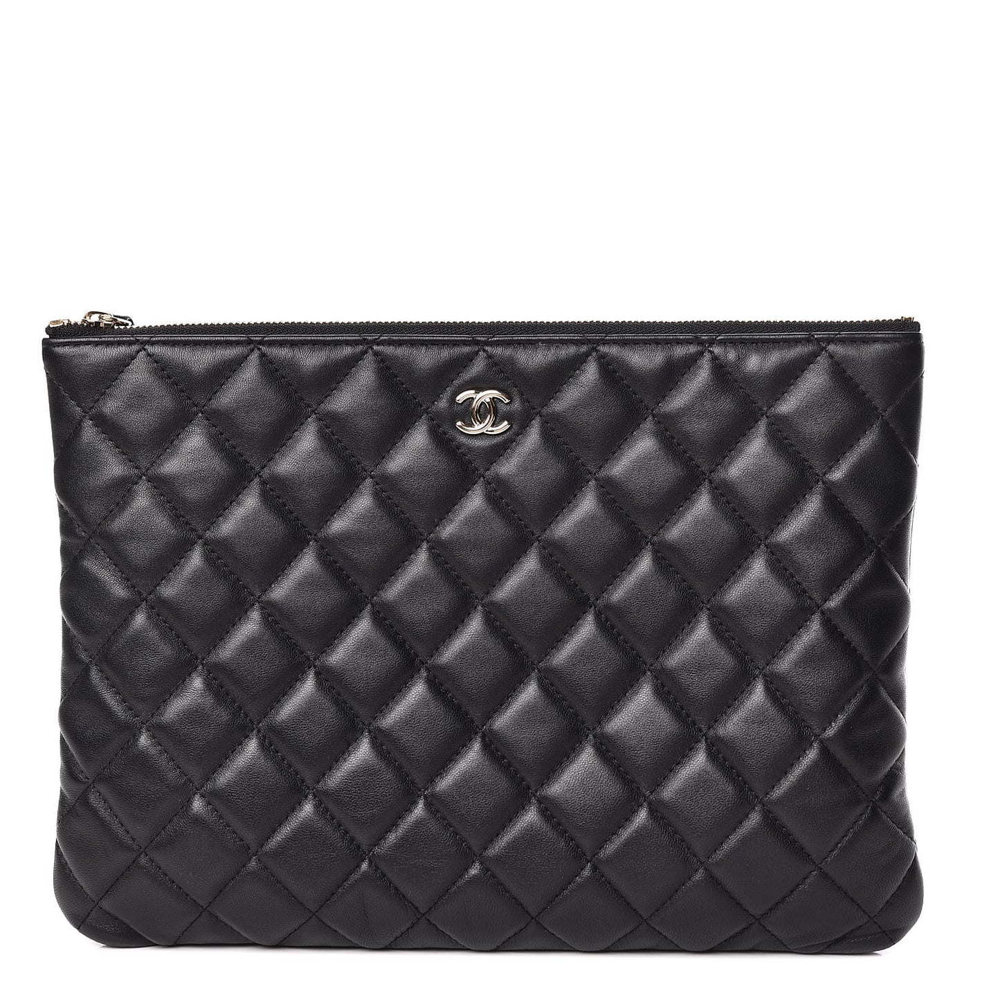 Lambskin Quilted Medium Cosmetic Case Black