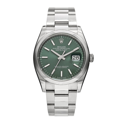 Rolex Stainless Steel 36mm Oyster Perpetual Datejust Watch Mint Green 126200 1 of 5