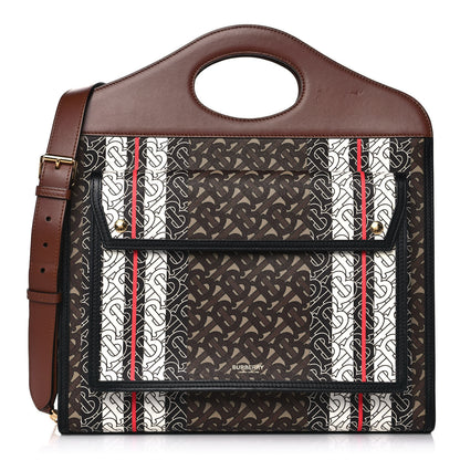 Burberry E-Canvas Monogram Stripe Medium Pocket Bag Bridle Brown 1 of 11