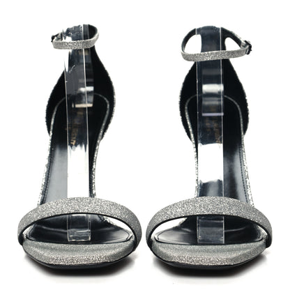 Saint Laurent Glitter Amber 105 Ankle Strap Sandals 39.5 Silver 2 of 8