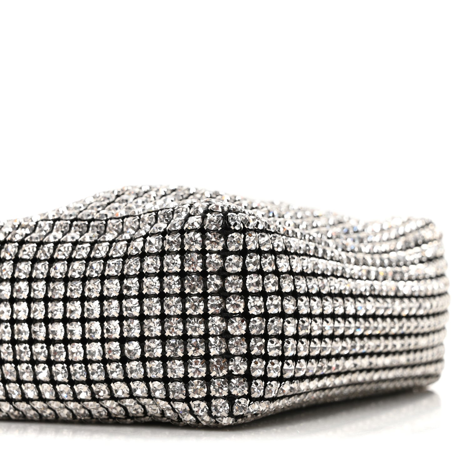 Mesh Crystal Rhinestone Mini Heiress Pouch Silver