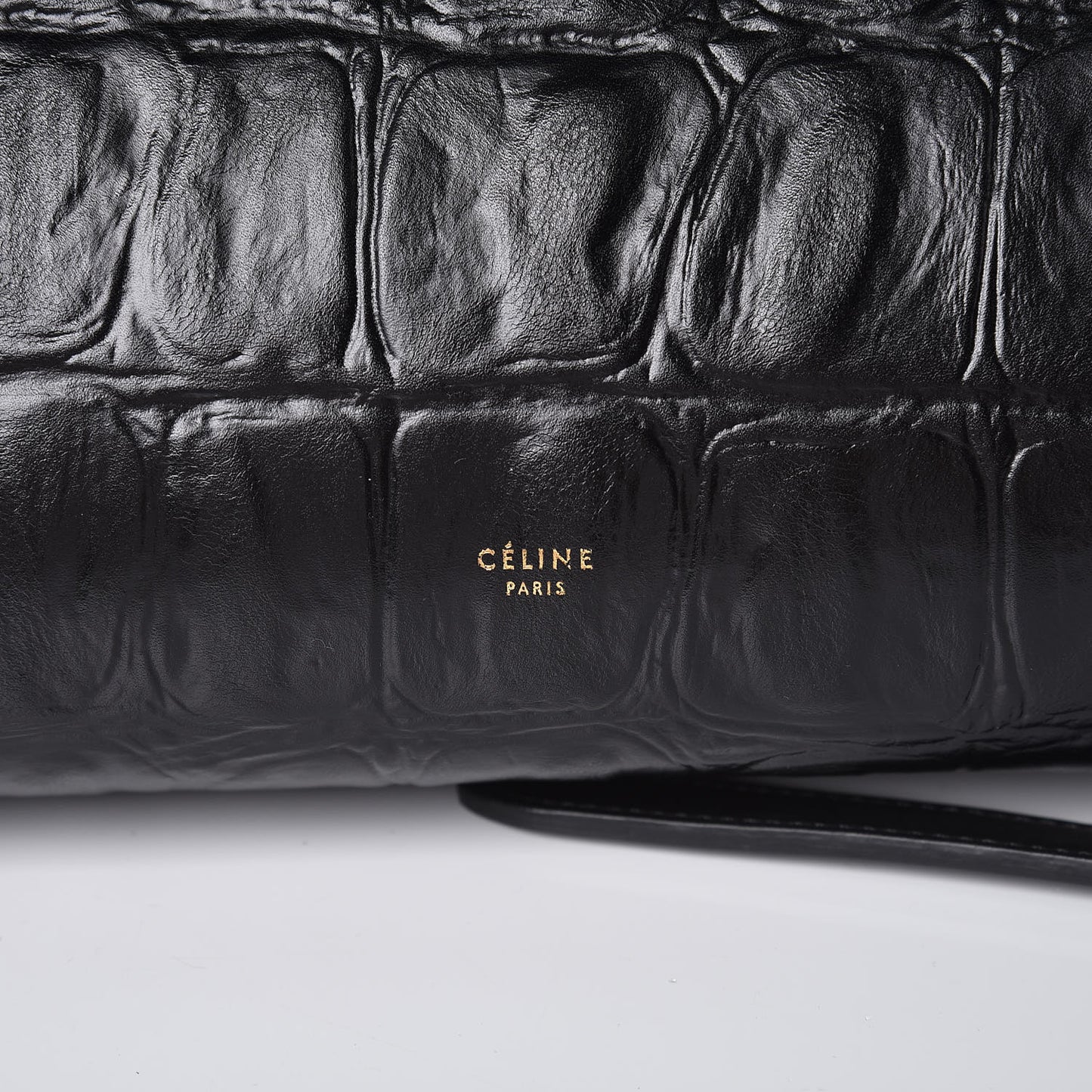 Calfskin Crocodile Embossed Small Belt Bag Black