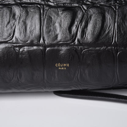 Celine Calfskin Crocodile Embossed Small Belt Bag Black 6 of 7