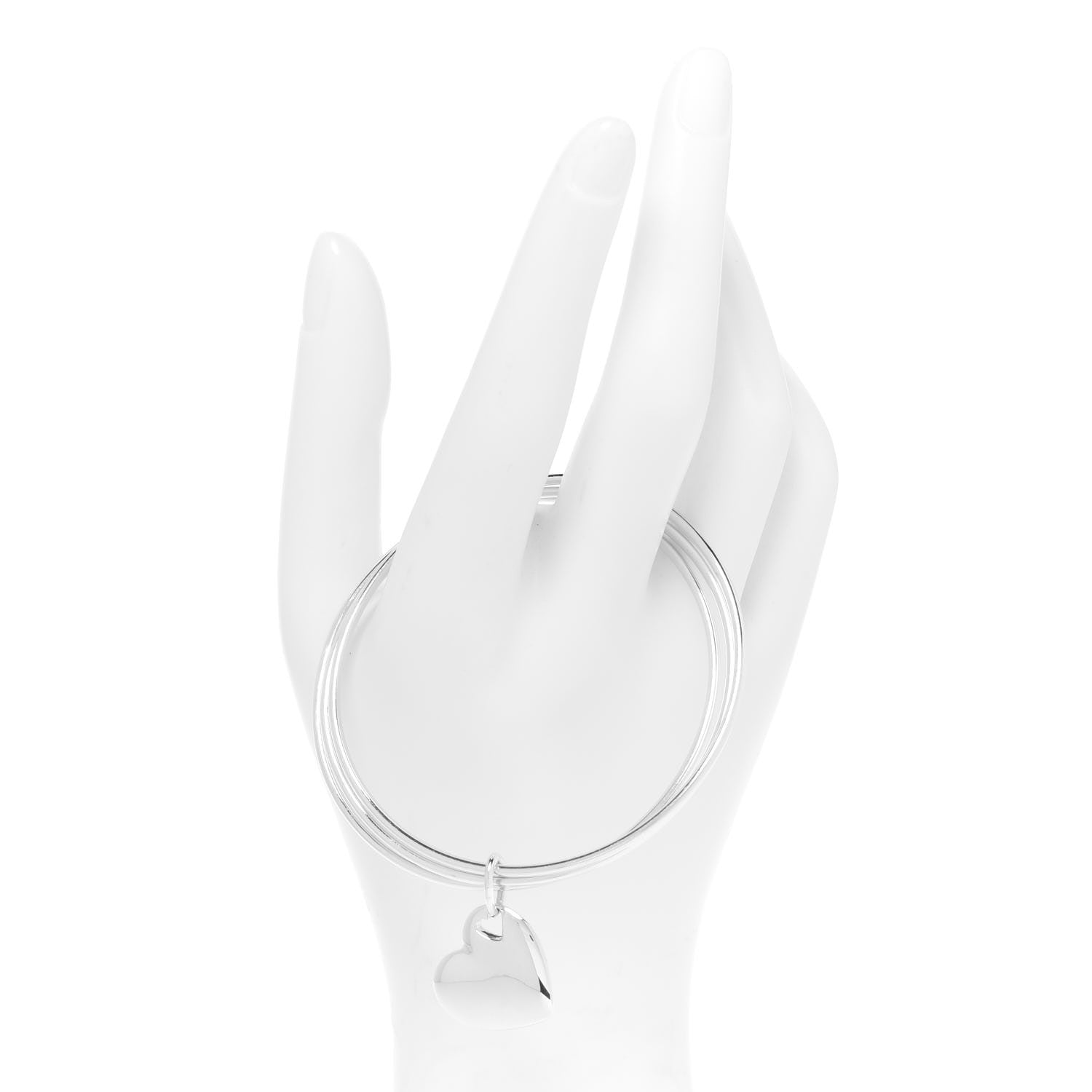 Tiffany Sterling Silver Heart Triple Bangle Bracelet 2 of 5