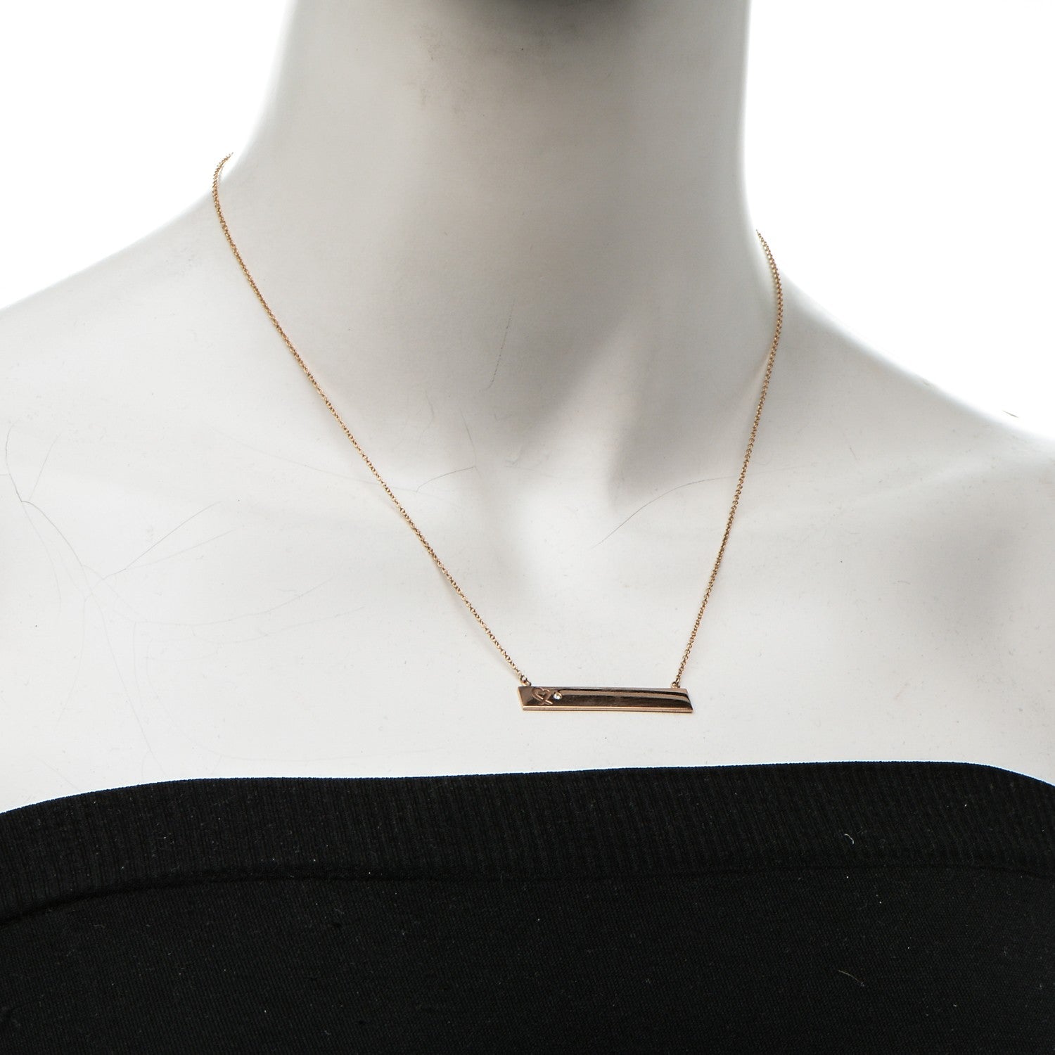 Tiffany 18K Rose Gold Diamond Paloma Picasso Loving Heart Bar Pendant Necklace 2 of 7