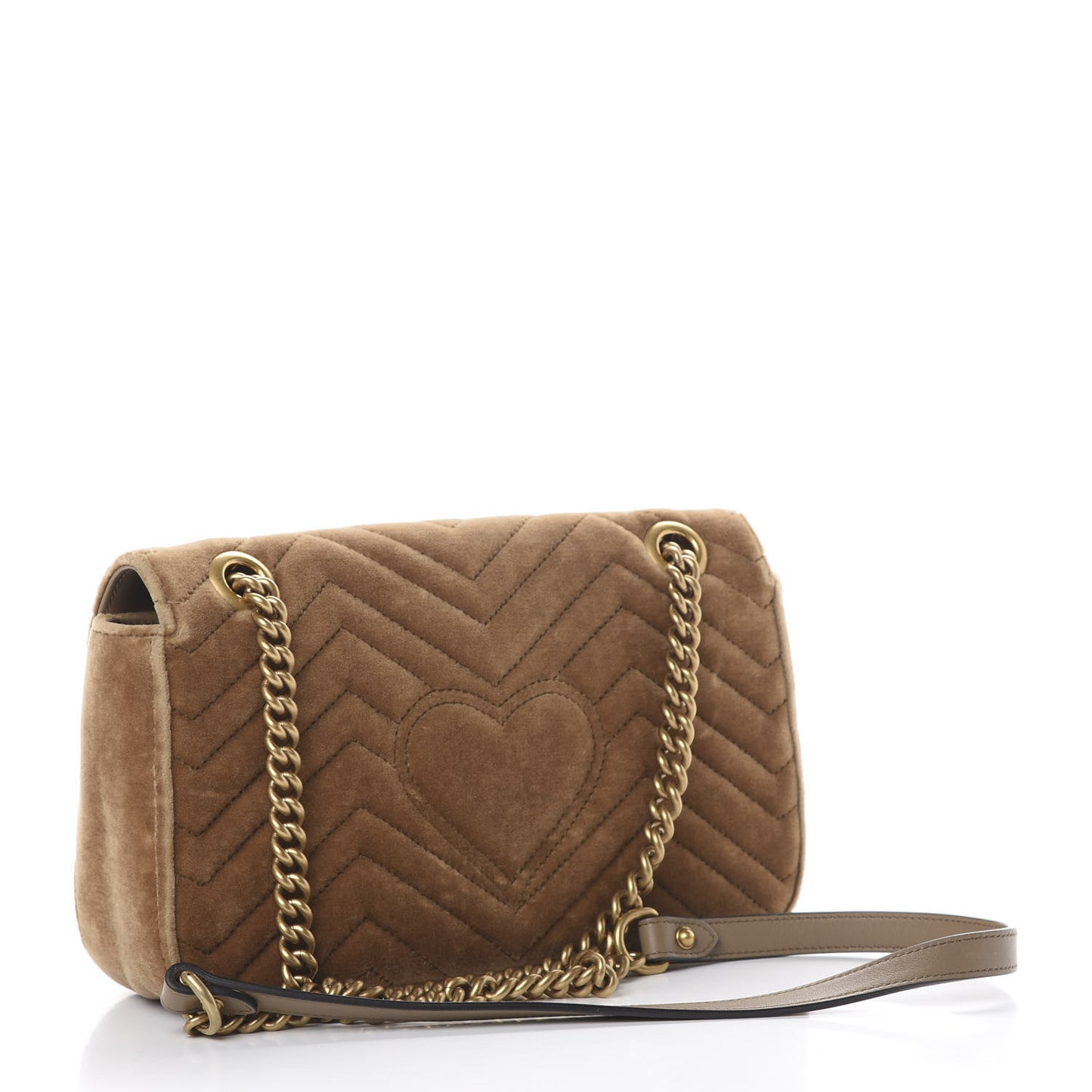Velvet Matelasse Small GG Marmont Shoulder Bag Taupe