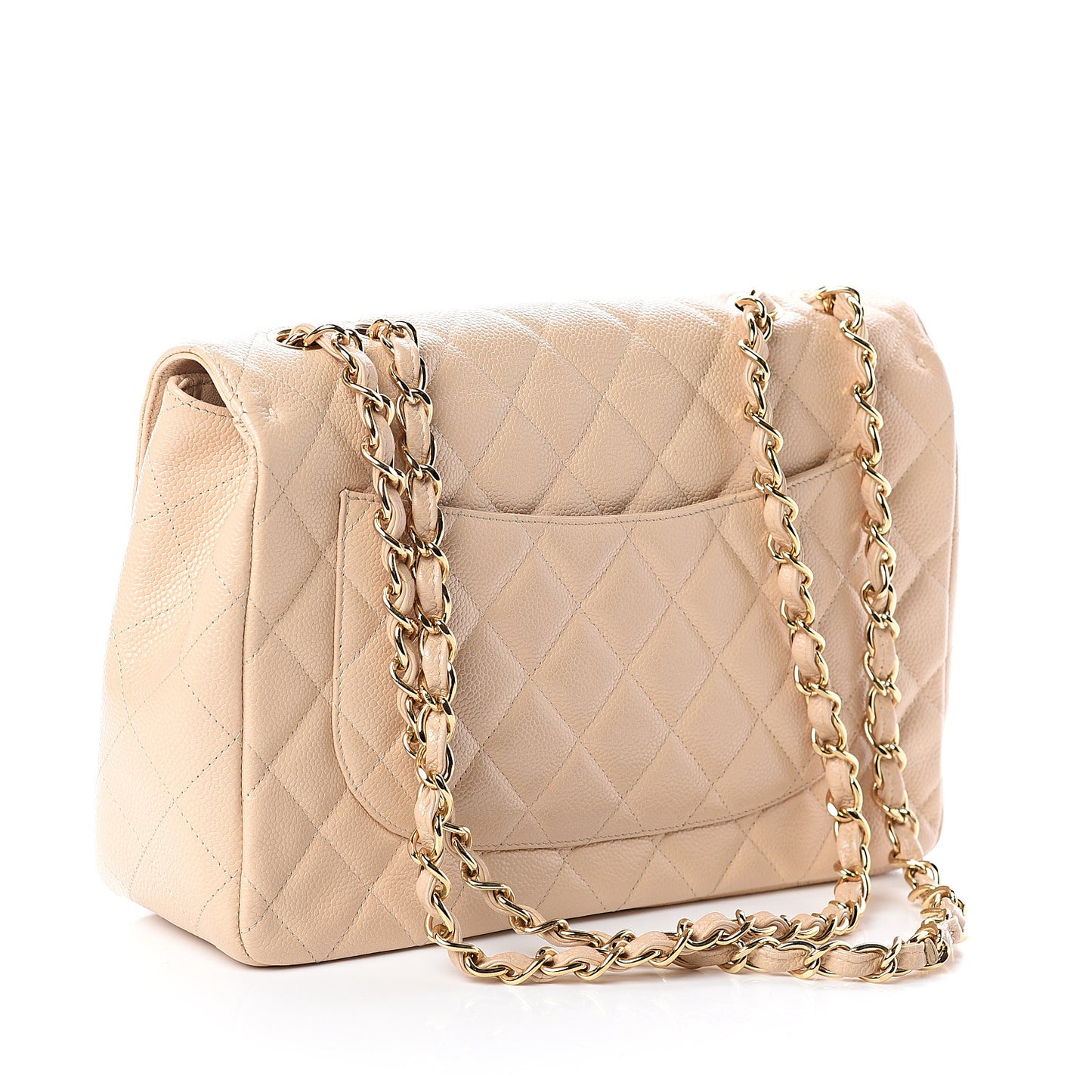 Caviar Quilted Jumbo Single Flap Beige Clair