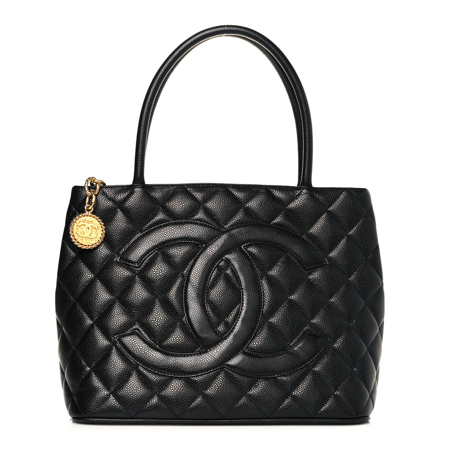 Caviar Quilted Medallion Tote Black