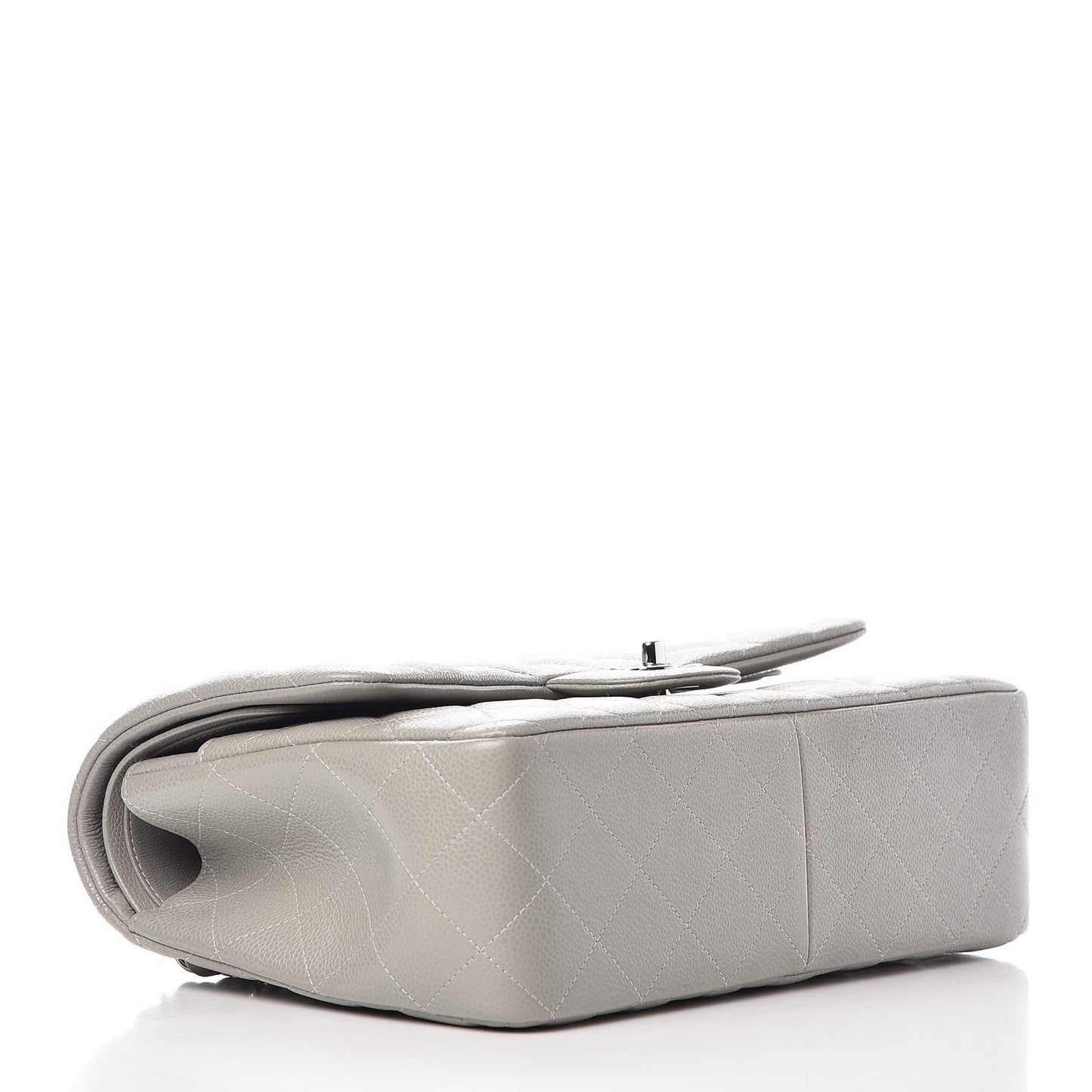 Caviar Quilted Jumbo Double Flap Grey