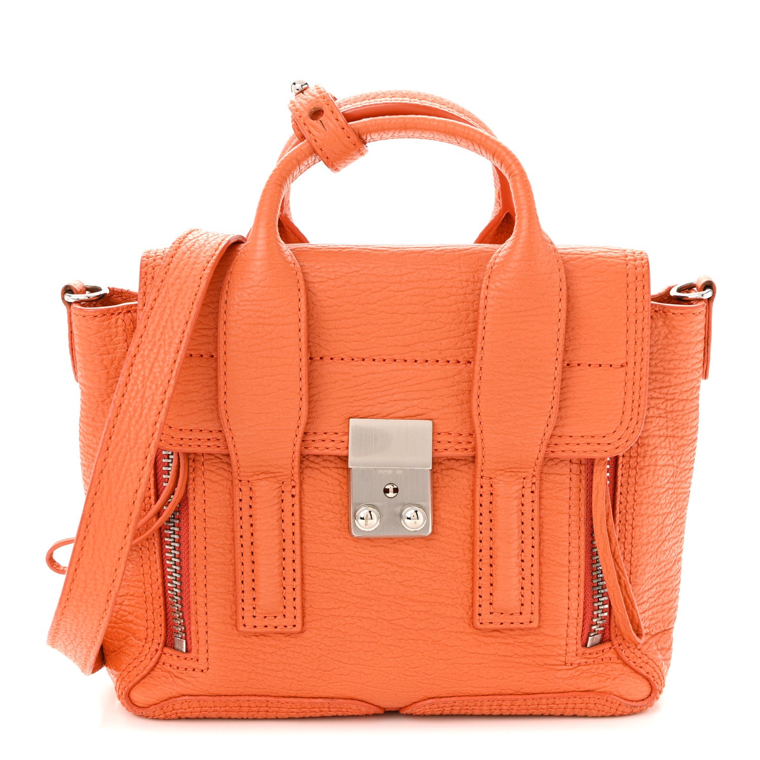 3.1 Phillip Lim Textured Calfskin Mini Pashli Satchel Orange 1 of 12