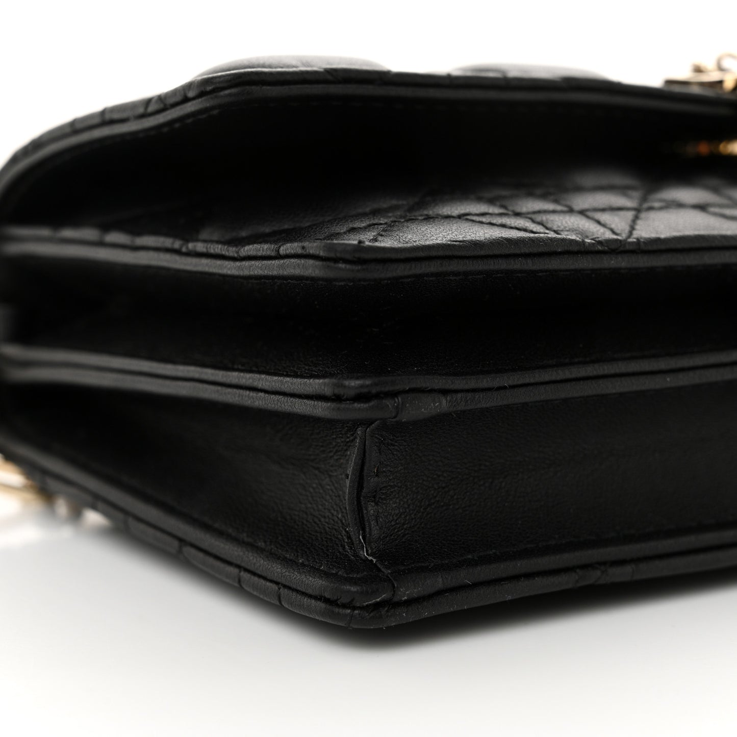 Lambskin Lady Dior Top Handle Clutch Black
