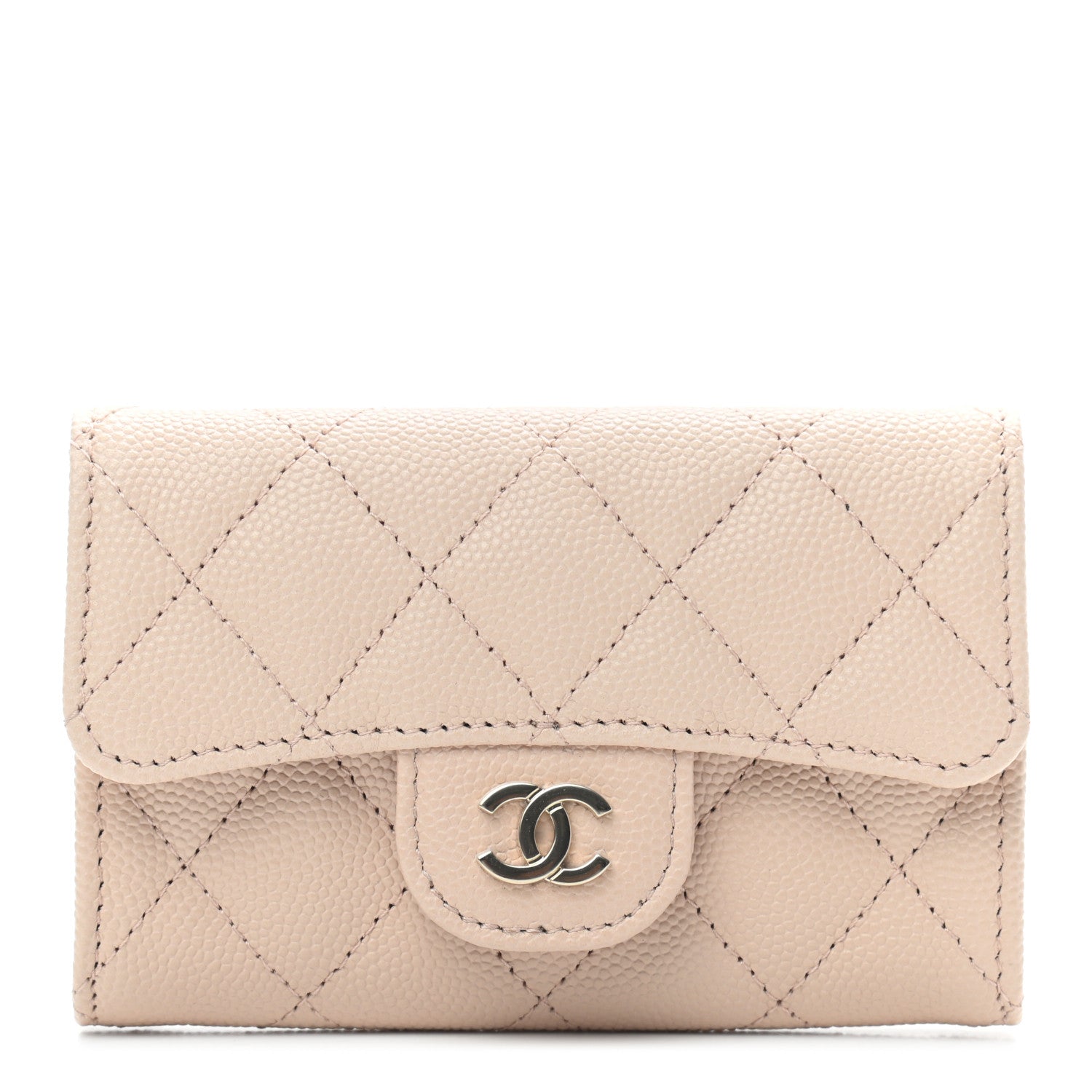 Chanel Caviar Quilted Flap Card Holder Wallet Beige 1 of 8