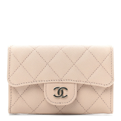 Chanel Caviar Quilted Flap Card Holder Wallet Beige 1 of 8