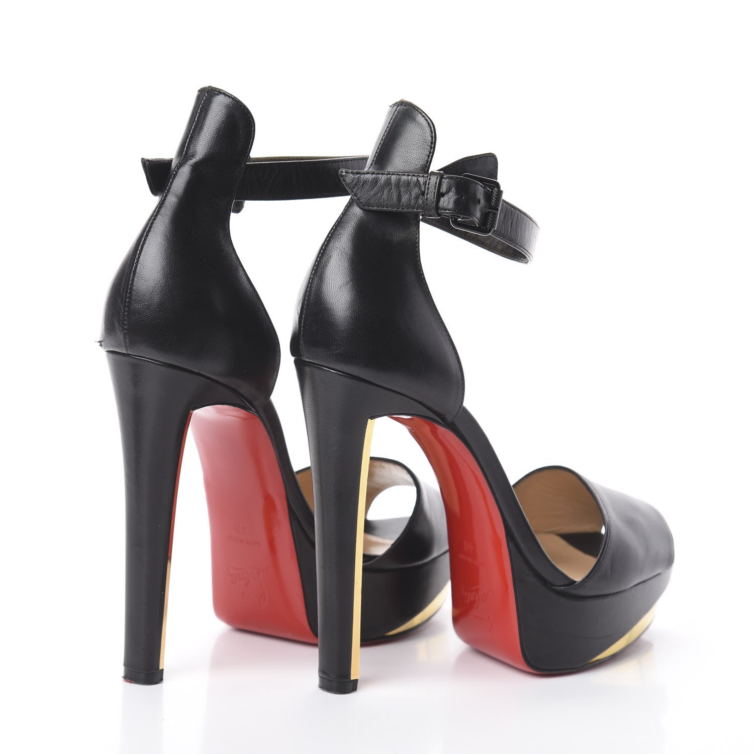 Christian Louboutin Shiny Nappa Tuctopen d'Orsay 140 Sandals 40 Black Gold 4 of 7