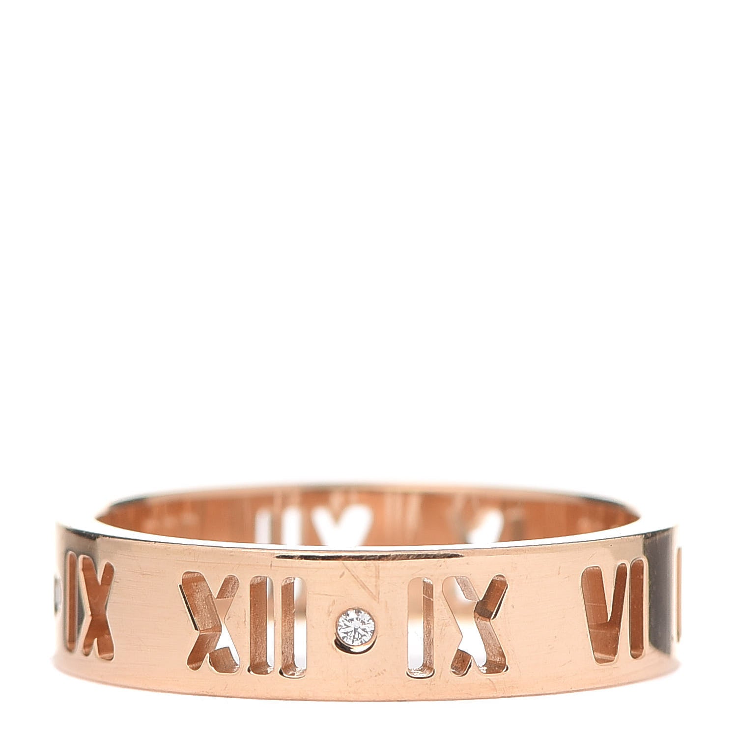 Tiffany 18K Rose Gold Diamond Wide Atlas Pierced Ring 57 8 3 of 5