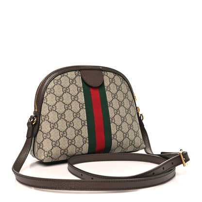 Gucci GG Supreme Monogram Textured Dollar Calfskin Web Small Ophidia Dome Shoulder Bag Beige Ebony New Acero 3 of 10