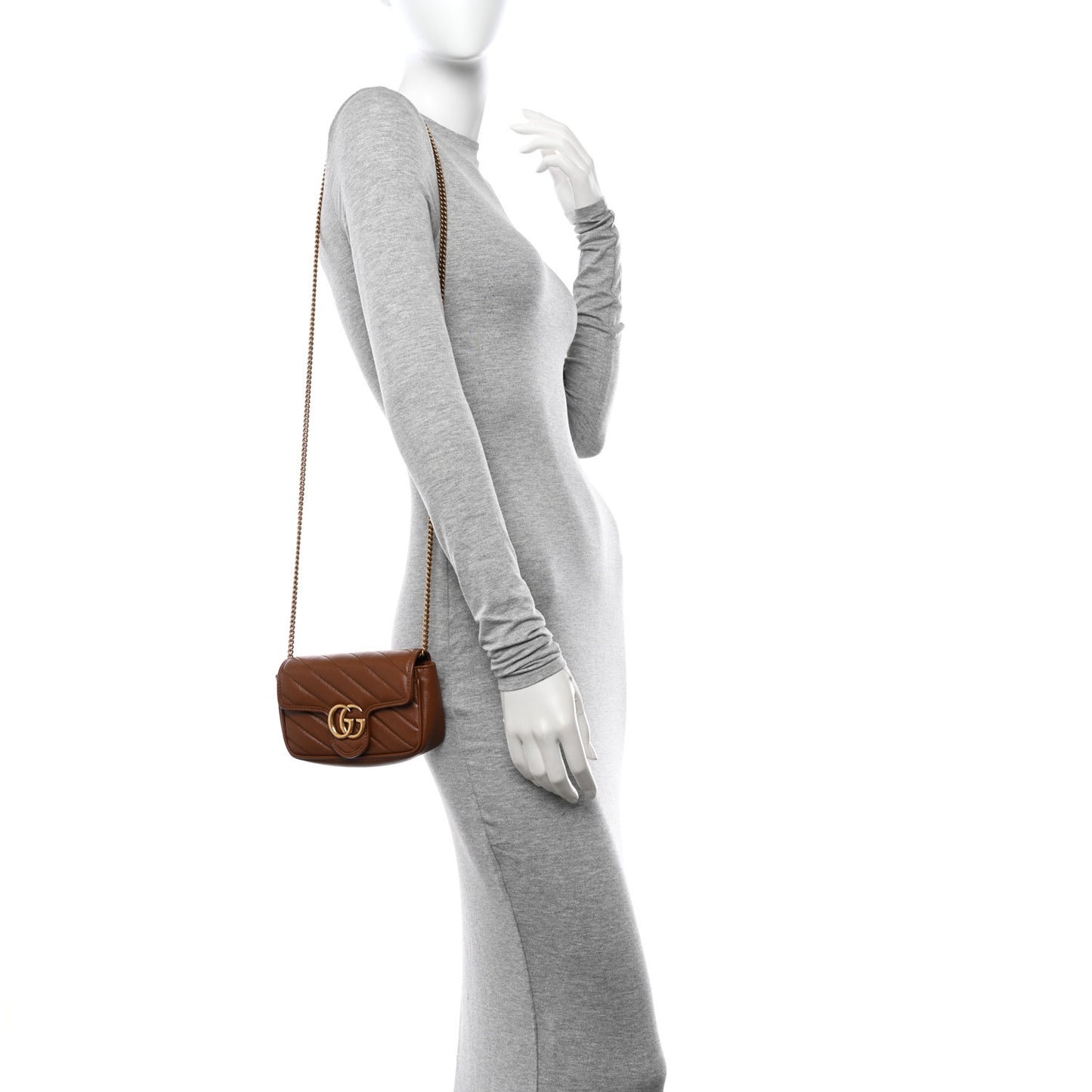 Azalea Calfskin Matelasse Diagonal Super Mini GG Marmont Shoulder Bag Cuir