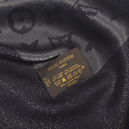 Louis Vuitton Silk Lurex Wool Monogram Shine Shawl Black 4 of 4
