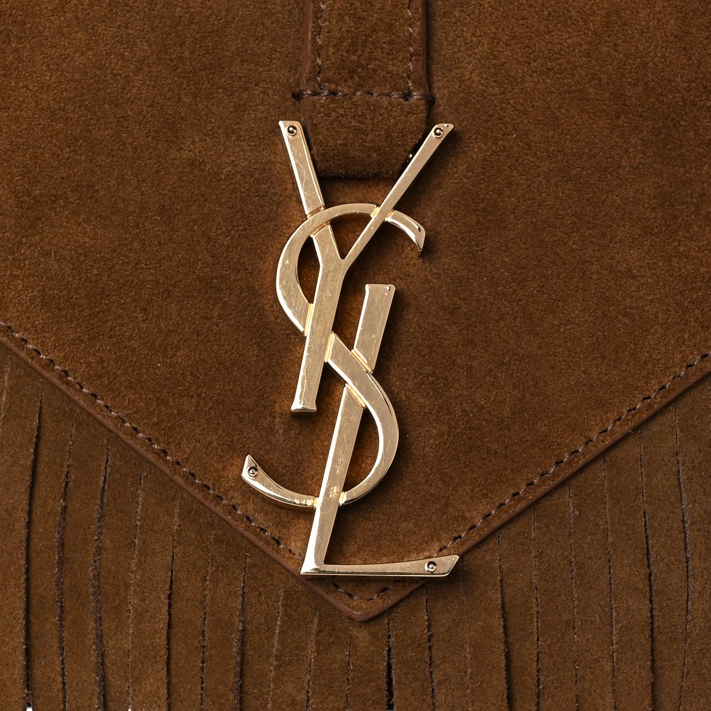 Suede Fringe Small Monogram Satchel Light Ocre