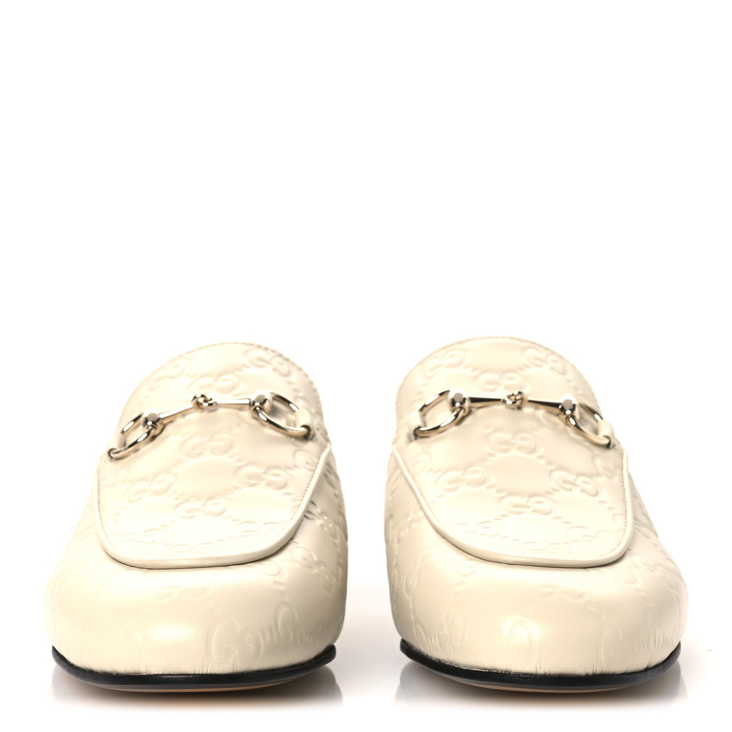 Gucci Glamour Calfskin Guccissima Womens Princetown Slippers 37 New Ivoire 3 of 11