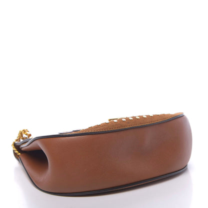 Chloe Suede Smooth Calfskin Studded Drew Shoulder Bag Caramel 3 of 9